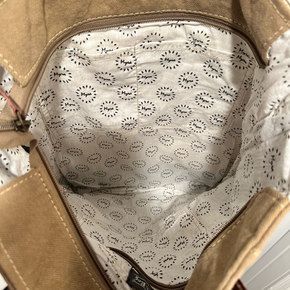 Myra Bag Tote Canvas and Leather Shoulder Strap Zipped Bag - NWT - Picture 10 of 16